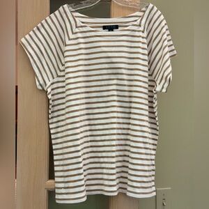 Lauren Ralph Lauren White and Gold Short Sleeve Tee